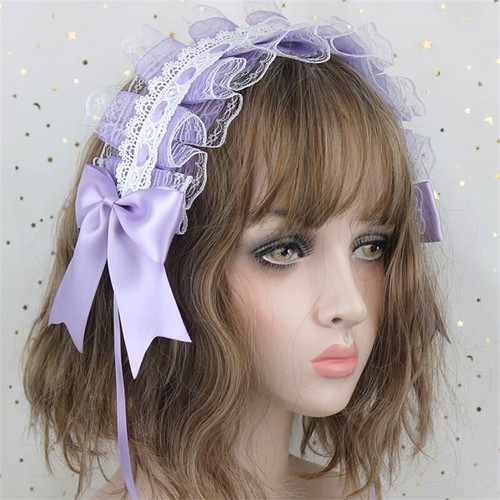 Lolita Alloy Lively Band Lace Ribbon Maid opaski Bowknot Headband - Picture 27 of 27