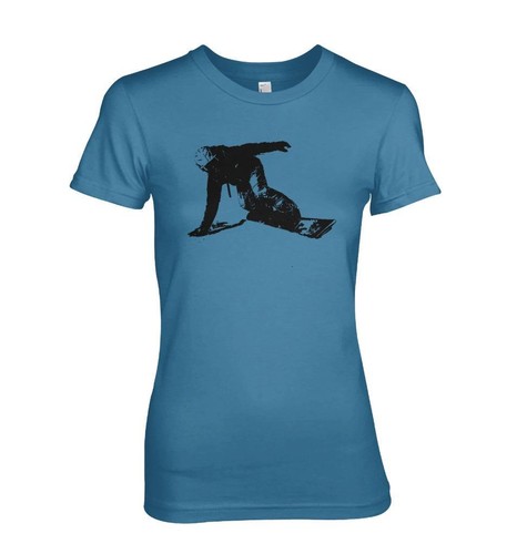 Snowboarding & Skiing 'First Tracks’ Winter Sports 100% Cotton Mens T-Shirt - Picture 7 of 12