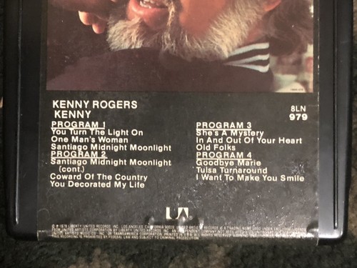 Vintage used 8 TRACK TAPE: KENNY ROGERS KENNY - Picture 2 of 2