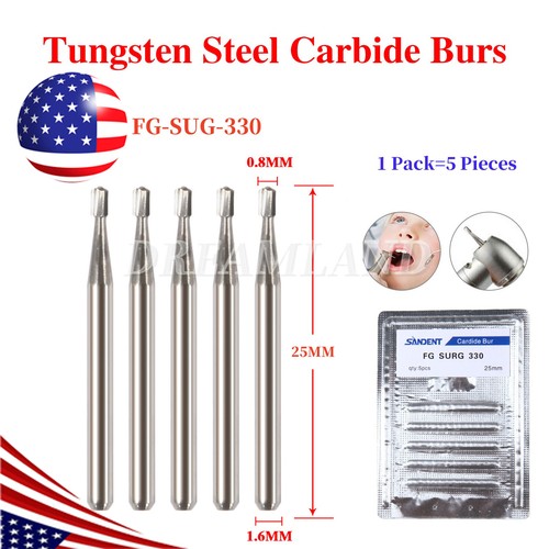 Dental Carbide Surgical Burs FG 330 Burr FGOS Pear 25mm Length High Speed - Picture 5 of 12