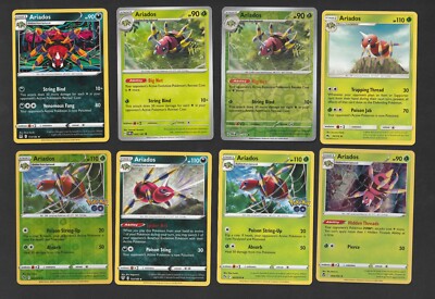 Ariados Pokemon Card Collection Set of 8 English Cards Grass Type Reverse Holo