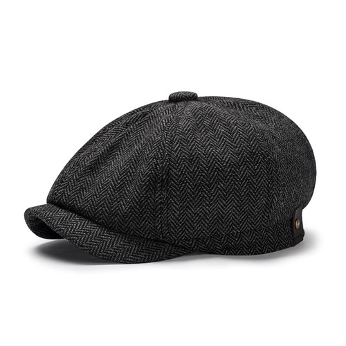 Newsboy Hats for Men Classic 8 Panel Wool Blend Newsboy Flat Cap Herringbone ...