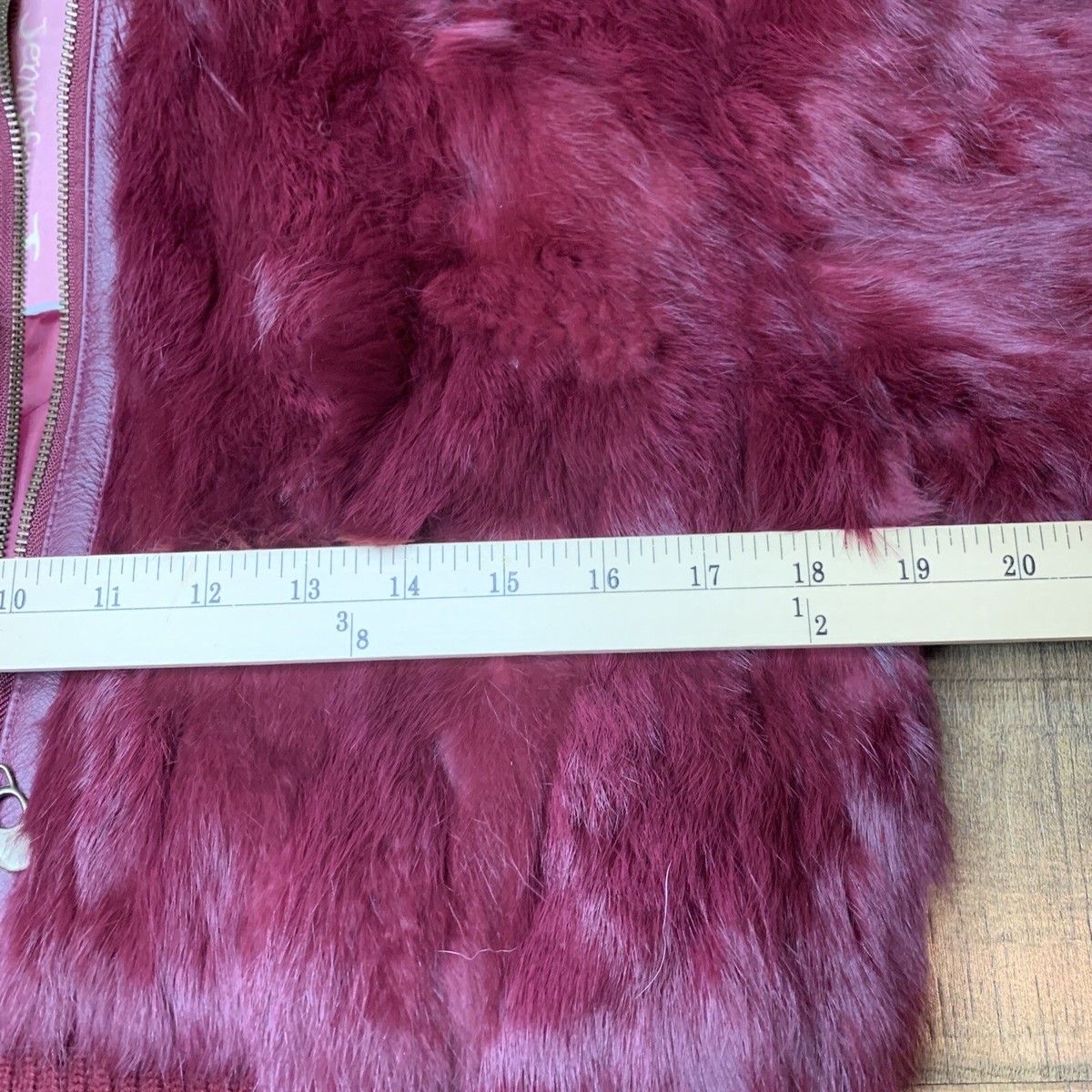 Jennyfer J 100 Genuine Fur Burgundy Full Zip Short Coat Womens Size Large eBay