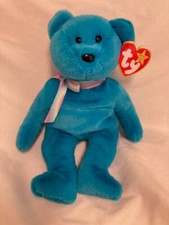 Ty Beanie Baby   BLUE TEDDYII The Bear 7.5" 30th Anniversary MWMT'S