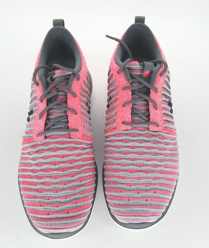 385 Nike Girls Roshe Two Flyknit Sneakers Hot Puch/Dark Grey-Wolf G Size 5Y US - Picture 8 of 10