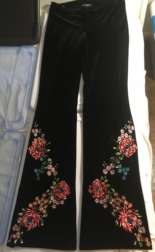Betsey Johnson Stretch Velvet Pants Size 4 Embroid