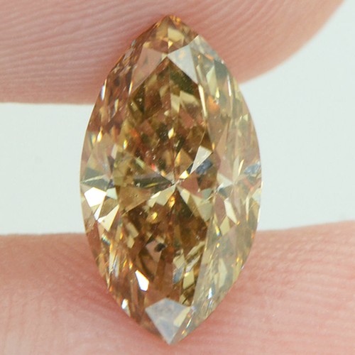 Loose Marquise Shape Diamond Fancy Brown Color 1.69 Carat VS2 Certified Enhanced - Picture 2 of 10