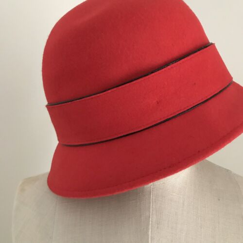 Sombrero de boliche estilo glamour naranja quemado vintage Italia Soprat Tout talla 8 - Imagen 2 de 4