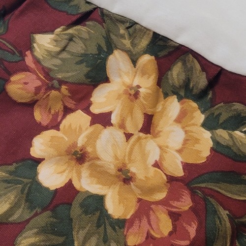 Waverly Garden Room~Floral Manor~CAL KING Bedskirt/Dust Ruffle Burgandy Cotton - Picture 3 of 10