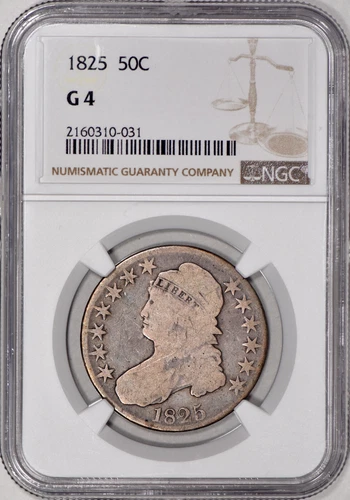 1825 Bust Half Dollar 50c NGC G4 - Very Original!