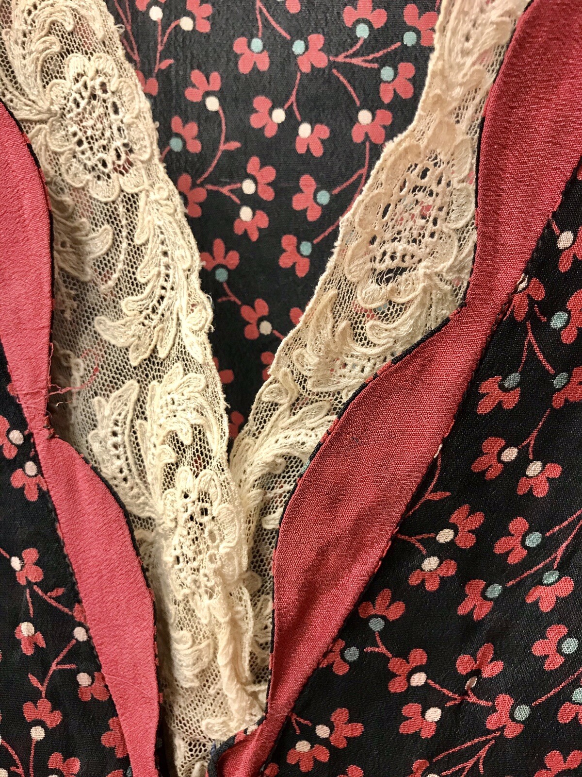 Antique vintage 1920s 1930s Silk Chiffon floral b… - image 3