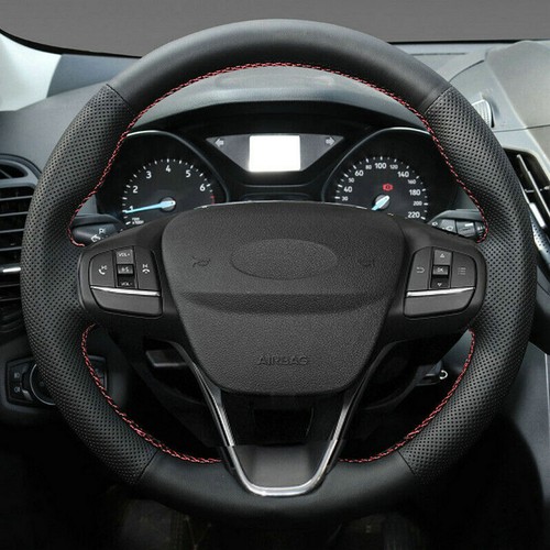 Black Leather DIY Car Steering Wheel Cover For 2022-2023 Ford Maverick XL XLT - Picture 6 of 8