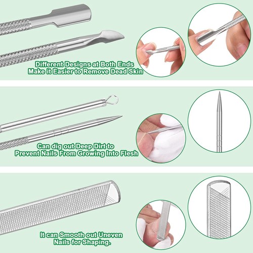 Paquete de 6 limas y elevadores de uñas encarnadas, acero inoxidable quirúrgico profesional - Imagen 6 de 7
