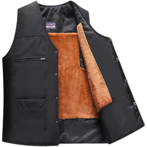 Mens Fleece Lined Vest Sleeveless Jacket Waistcoat Outdoor Winter Warm Tank Tops - Picture 1 of 21