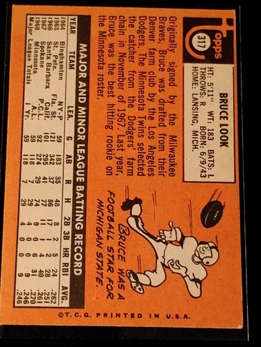 1969 Topps - #317 Bruce Look (RC) - Picture 2 of 2