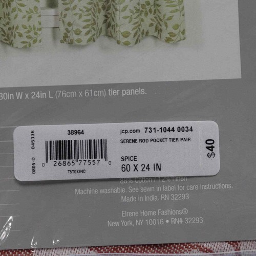 Elrene Serene Rod Pocket Two Tier Panels Spice Rust Orange 60 X 24 - Picture 3 of 7