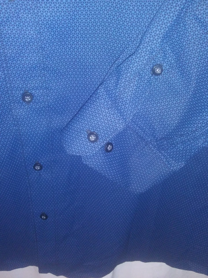 Axist Ultra серии легкий уход синий черный Geo платье рубашка 4XL длинным рукавом новый ~ yb - Изображение 3 из 4