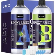 34OZ Epoxy Resin Crystal Clear Epoxy Resin Kit High-Gloss  Bubbles Free Resi...