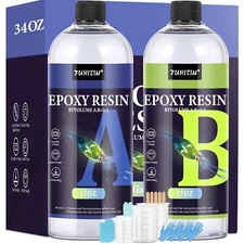34OZ Epoxy Resin Crystal Clear Epoxy Resin Kit High-Gloss & Bubbles Free Resi...