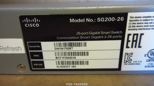 Cisco SG200-26 SLM2024T V03 Switch 24-Port GIGABIT + 2x 1Gb Combo SFP + RM EARS - Photo 5/5