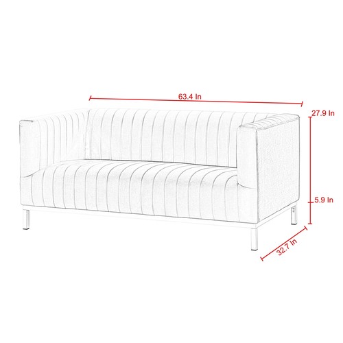 Lincoln Velvet Tuxedo Loveseat with Chrome/Gold Stainless Steel Y-legs - Picture 37 of 37
