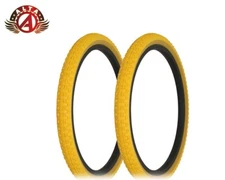 2 Alta BICYCLE WIRE BEAD 20 X 1.75 BMX DURABLE TIRES YELLOW/GUM COMP III TREAD.