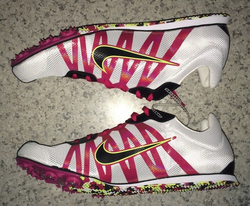 NIKE Rival D V White Cherry Pink Black Mid Distance Track Spikes Shoes Mens 11 - Picture 3 of 5