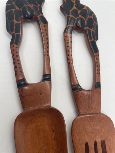 Holzgiraffe Serviergeschirr 13 Zoll große Gabel & Löffel Küchengeschirr - Bild 4 von 15