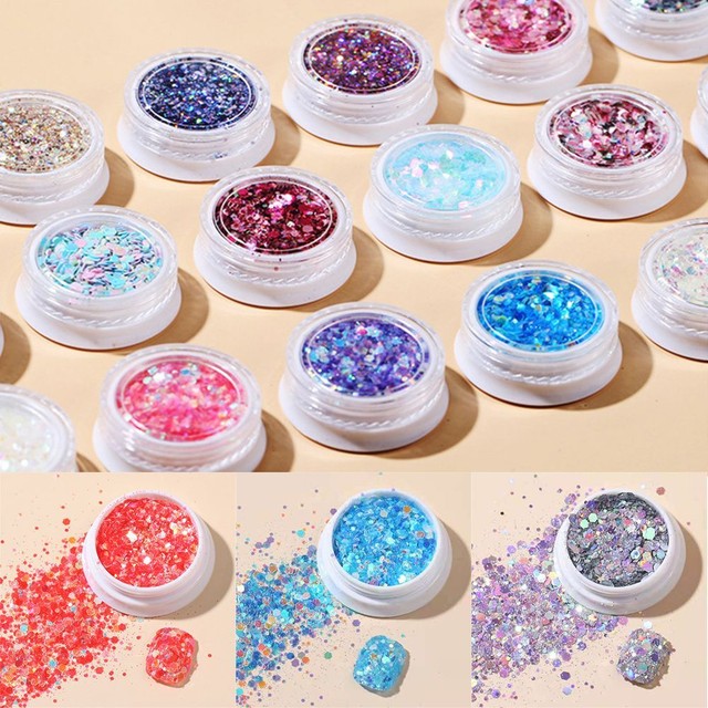 Hexagon Sparkly Nail Glitter Nail Art Sequins Chrome Powder Chunky Flakes Hexagon Sparkly Nail Glitter Nail Art Sequins Chrome Powder Chunky Flakes