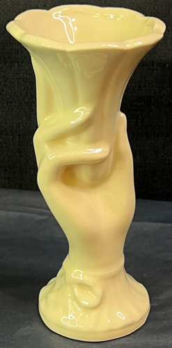 Vtg Ladies Lady Hand Holding A Lilly Horn Flower Vase Bow On Wrist Ivory USA - Picture 1 of 10