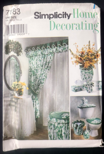 UC Simplicity 7183 Sew Pattern Bathroom Shower Curtain Toilet Covers Sink Skirt - Picture 3 of 4