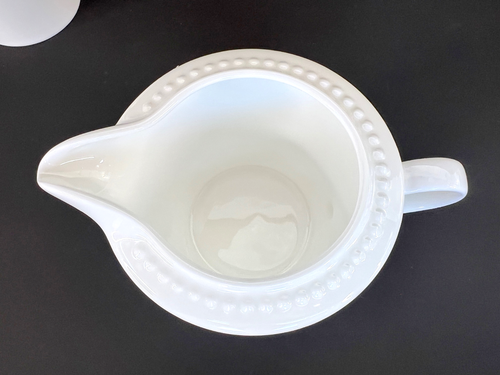 Crate And Barrel White Pearl Fine Bone China Porcelain Sugar Bowl and Creamer - Picture 8 of 10