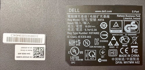 Original Dell-Laptop-Dockingstation K07A002 für Latitude Precision 0PDXXF E-Port - Bild 4 von 7