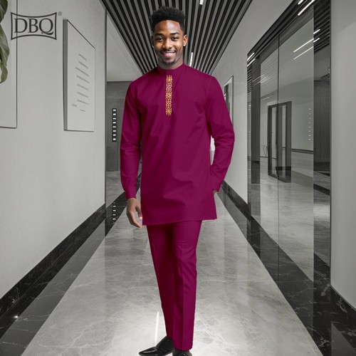 Conjunto de 2 piezas de chándal africano de manga completa camisa y pantalones conjuntos Dashiki para hombre - Imagen 6 de 18