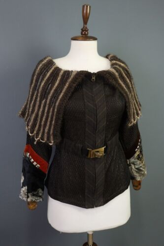 Save The Queen Brown Knit Full Zip Belt Lightweight Jacket - Picture 12 of 22