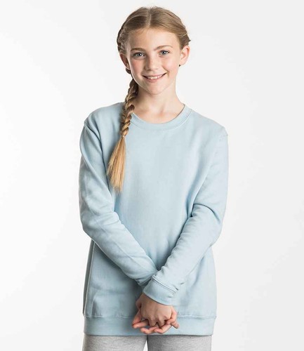 AWDis Kids Sweatshirt Boys & Girls Casual Jumper Plain Leisure Crew Neck TOP - Picture 5 of 27