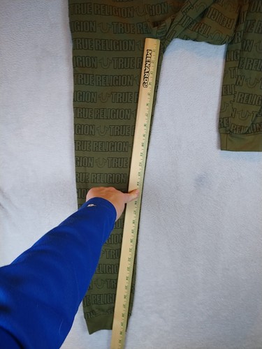 True Religion Jogger Fleece Sweatpants Youth Large Olive Green Allover Logo - Picture 4 of 12