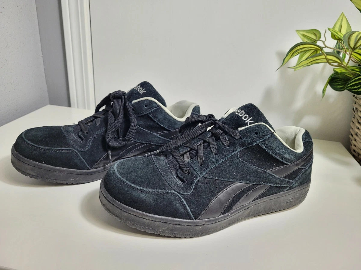 Reebok RB1910 Mens Soyay Skate Steel Toe Black Suede Leather Work Shoes 9.5M EUC