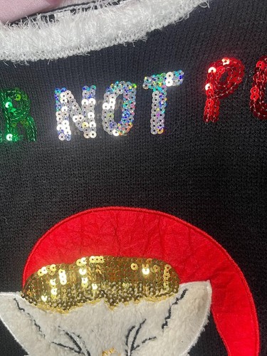NoBo Christmas Ugly Sweater Cropped "Better not Pout" Cat Santa Juniors XX-Large - Bild 6 von 15