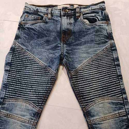 FWRD Denim Jeans Youth 14 / 26x28 Blue Acid Wash Ribbed Panels Slim Fit R-33404K - Picture 10 of 20