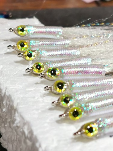 10x BASS 1/0 11CM Saltwater flies sandeel SUPER V TAIL surf candy lures fly NEW - 第 6/11 張圖片