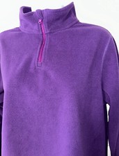Lands End Sz XL 18/20 Girls Boys Purple Fleece 1/4 Zip Jacket Mock Neck EUC