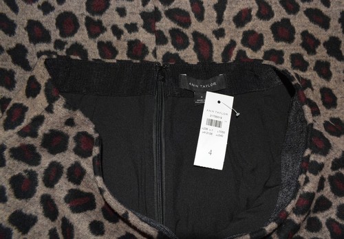 New Ann Taylor Sz 4 Skirt Wool Blend Animal Print Knee Length Lined - Picture 2 of 3