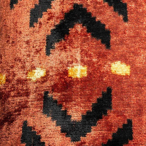 Handmade Velvet Pillow – Terracotta Tribal Pattern, 16x24" - Picture 4 of 6