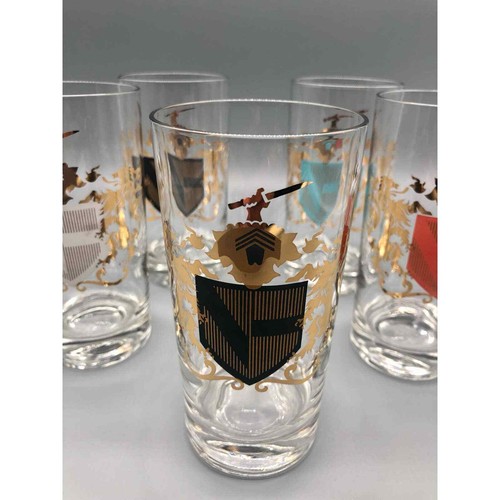 Mid Century Federal Glas Camelot Wappen Longdrinkglas 5 Stück - Bild 6 von 8
