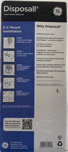 Garbage Disposer Corded GE 1/2 Horsepower Continuous Feed - Picture 5 of 5