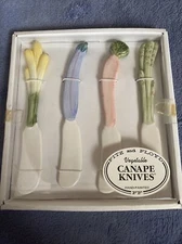 Vintage Fitz And Floyd Hand Painted Vegetable Canapé Knives