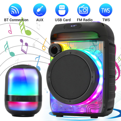 Haut-parleur portable BT son puissant son HD avec LED pour fête à la maison voyage en plein air - Photo 1 sur 33