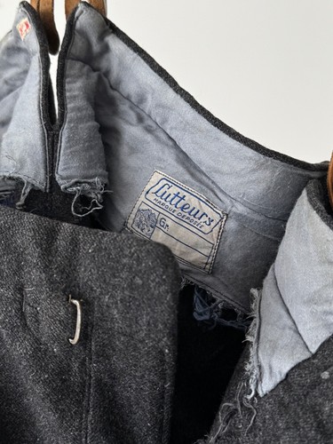 Antique 1930s French Workwear Lutteurs Faded Suspender Buckle Back Wool Trousers - Picture 7 of 14