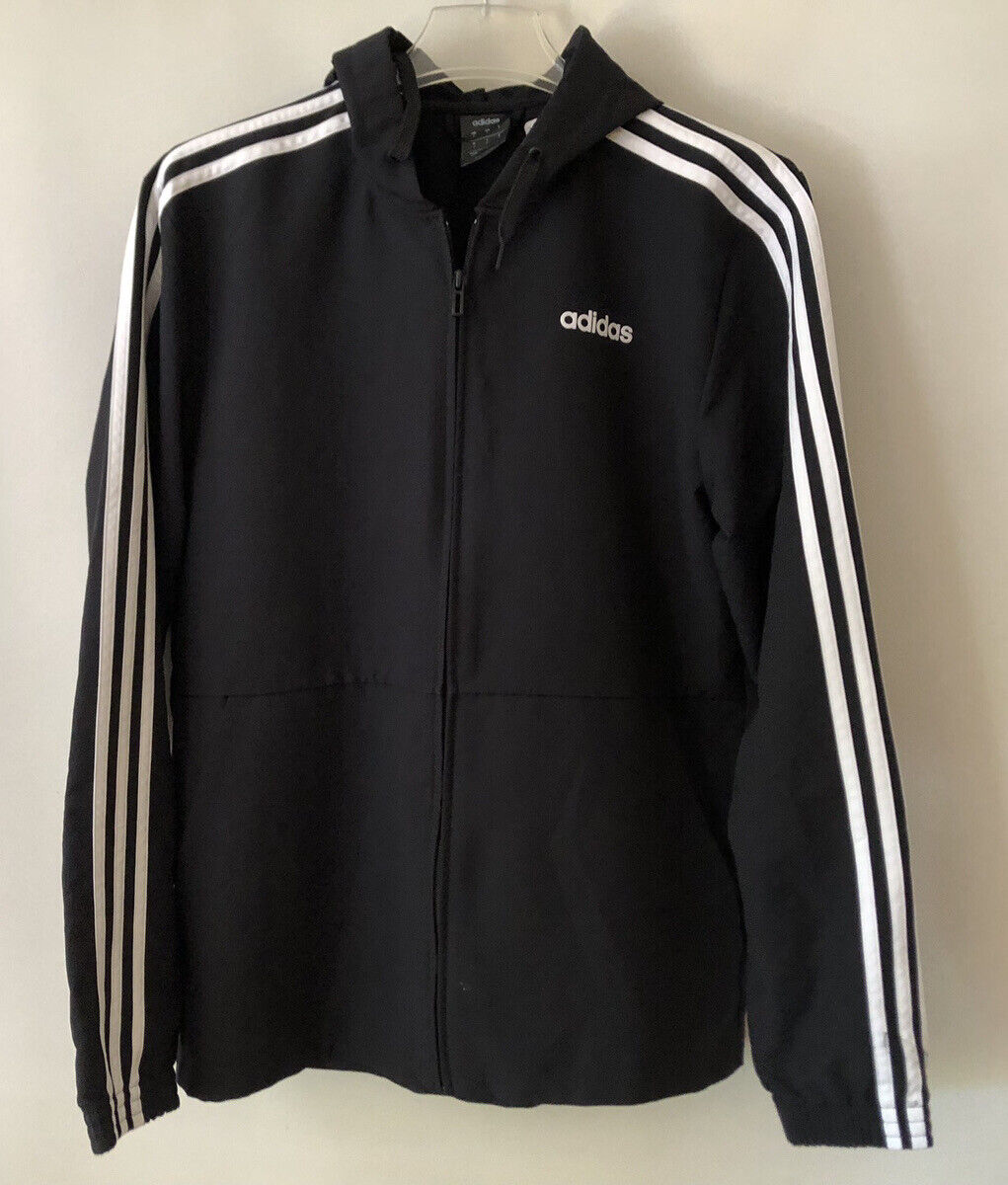 Men's Adidas Essentials Black Windbreaker Hooded Track Men's Adidas Essentials Black Windbreaker Hooded Track